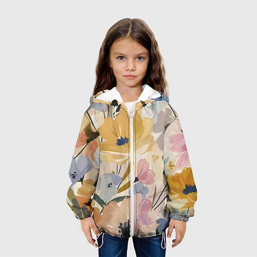 Детская куртка Цветы акварель / 3D-Белый – фото 3