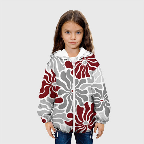 Детская куртка Цветы cherry and grey pattern / 3D-Белый – фото 3