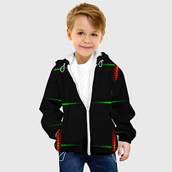 Куртка с капюшоном детская Color black green orange stripes, цвет: 3D-белый — фото 2