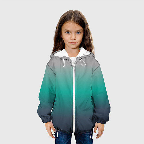 Детская куртка Градиент серо-зеленый / 3D-Белый – фото 3
