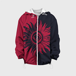 Куртка с капюшоном детская Солнце красно-синее, цвет: 3D-белый