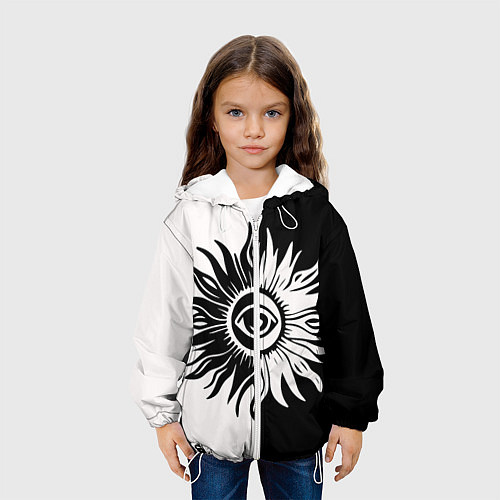 Детская куртка Солнце черно-белое / 3D-Белый – фото 3