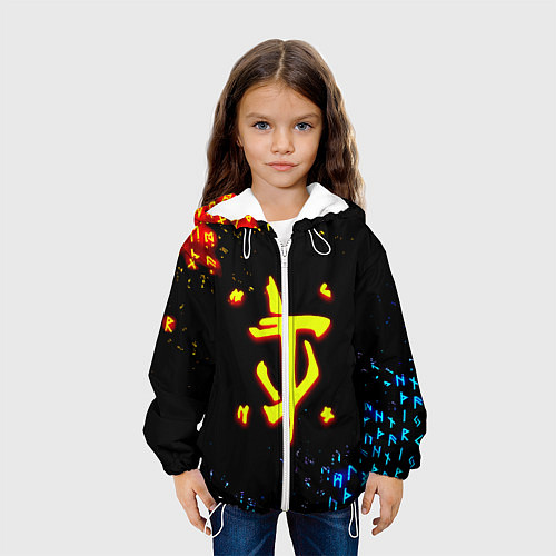 Детская куртка Doom огненные символы / 3D-Белый – фото 3