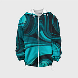 Куртка с капюшоном детская Мраморный малахитовый узор из изумрудных разводов, цвет: 3D-белый