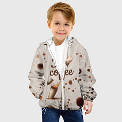 Куртка с капюшоном детская Пятна кофе часть дизайна - можно проливать, цвет: 3D-белый — фото 2