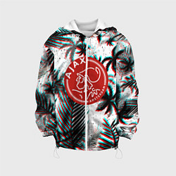 Куртка с капюшоном детская Ajax тропики глитч, цвет: 3D-белый