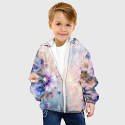 Куртка с капюшоном детская Нежный голубой цветочный с золотистым свечением, цвет: 3D-белый — фото 2
