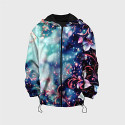 Детская куртка Магические цветы сине-зелёный