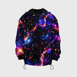 Куртка с капюшоном детская Стилизованный волшебный космос, цвет: 3D-черный