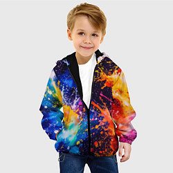 Куртка с капюшоном детская Абстракция взрыв красок тёмно-синий, цвет: 3D-черный — фото 2