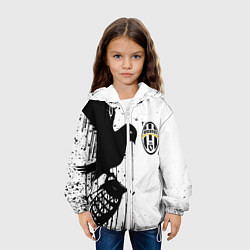 Куртка с капюшоном детская Ювентус черная птица краски, цвет: 3D-белый — фото 2