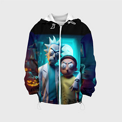 Куртка с капюшоном детская Rick with Morty - halloween night, цвет: 3D-белый