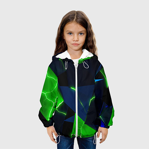 Детская куртка Neon tile green / 3D-Белый – фото 3