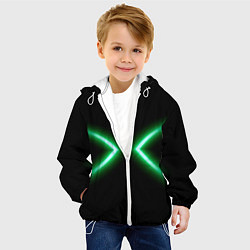 Куртка с капюшоном детская Neon green lines, цвет: 3D-белый — фото 2