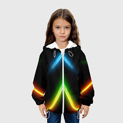 Куртка с капюшоном детская Neon multicolored lines, цвет: 3D-белый — фото 2