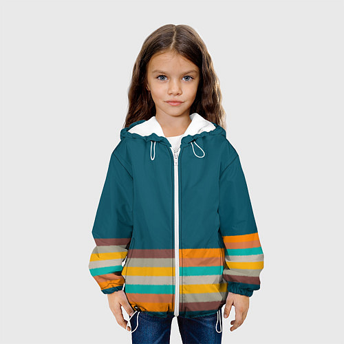 Детская куртка Индиго и шумовой градиент заката с текстурой / 3D-Белый – фото 3