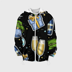 Куртка с капюшоном детская Новогодний вайб, цвет: 3D-белый