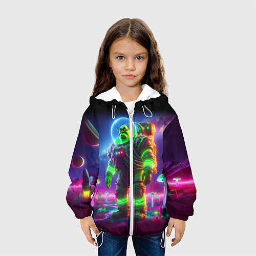 Детская куртка Космонавт Шрук в неоновом скафандре на загадочной / 3D-Белый – фото 3