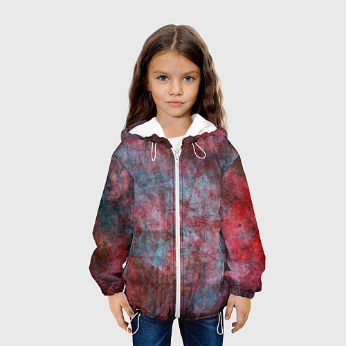 Детская куртка Абстракция - red rust on blue / 3D-Белый – фото 3