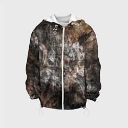 Куртка с капюшоном детская Абстракция - brown darkness, цвет: 3D-белый