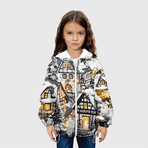 Детская куртка Объемные новогодние дома / 3D-Белый – фото 3