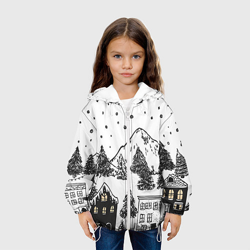 Детская куртка Заснеженный черно-белый город / 3D-Белый – фото 3