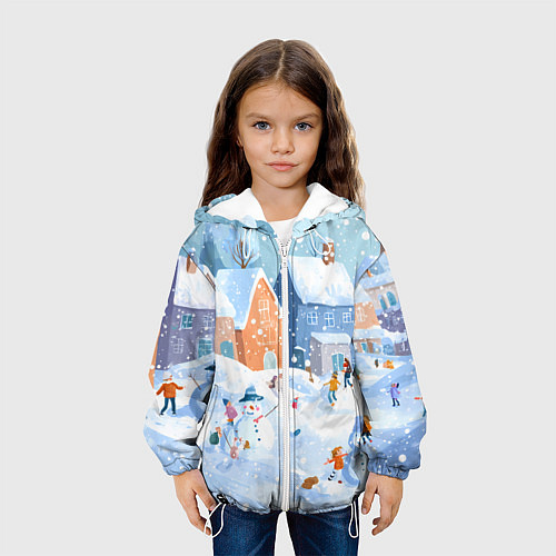 Детская куртка Предновогодний день во дворе / 3D-Белый – фото 3