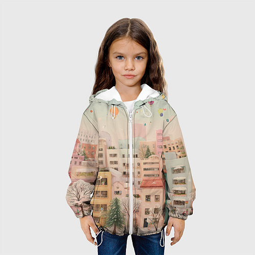 Детская куртка Объемный новогодний город / 3D-Белый – фото 3