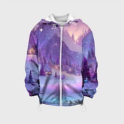 Куртка с капюшоном детская Новогодняя магическая атмосфера, цвет: 3D-белый