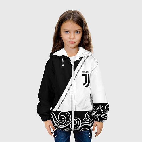 Детская куртка Ювентус геометрия полосы текстура / 3D-Белый – фото 3