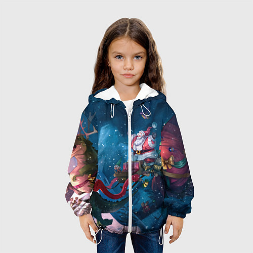 Детская куртка Санта с динозавром / 3D-Белый – фото 3