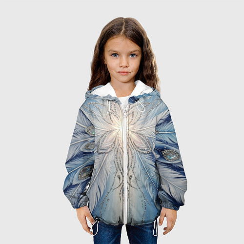 Детская куртка Ледяной перьевой орнамент со светом / 3D-Белый – фото 3