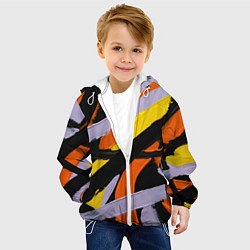 Куртка с капюшоном детская Полоски краски абстракция, цвет: 3D-белый — фото 2