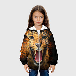 Куртка с капюшоном детская Рык леопарда, цвет: 3D-белый — фото 2