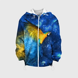 Куртка с капюшоном детская Космический попугай, цвет: 3D-белый