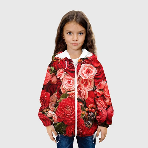 Детская куртка Ассорти из цветов / 3D-Белый – фото 3