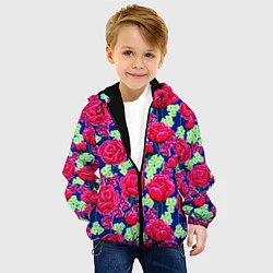 Куртка с капюшоном детская Яркие розы, цвет: 3D-черный — фото 2