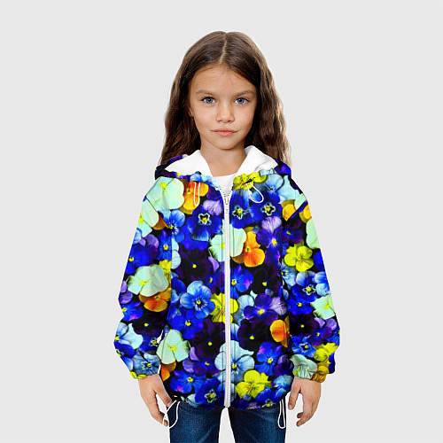 Детская куртка Синие цветы / 3D-Белый – фото 3
