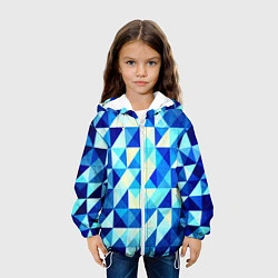 Куртка с капюшоном детская Синяя геометрия, цвет: 3D-белый — фото 2