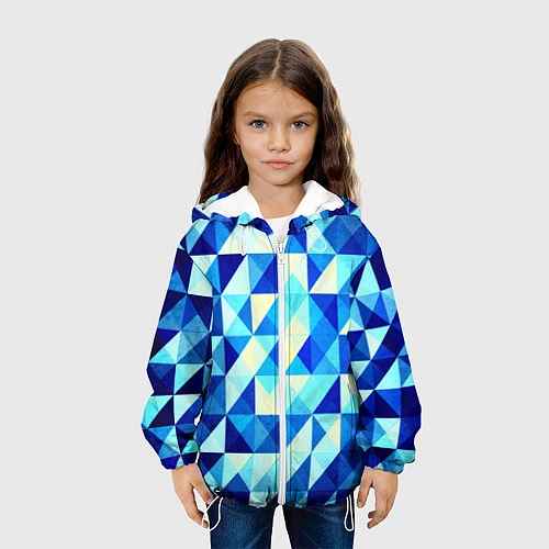 Детская куртка Синяя геометрия / 3D-Белый – фото 3