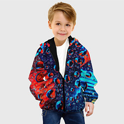 Куртка с капюшоном детская Капли на стекле, цвет: 3D-черный — фото 2