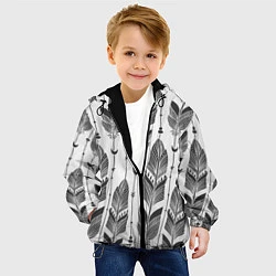 Куртка с капюшоном детская Перья, цвет: 3D-черный — фото 2