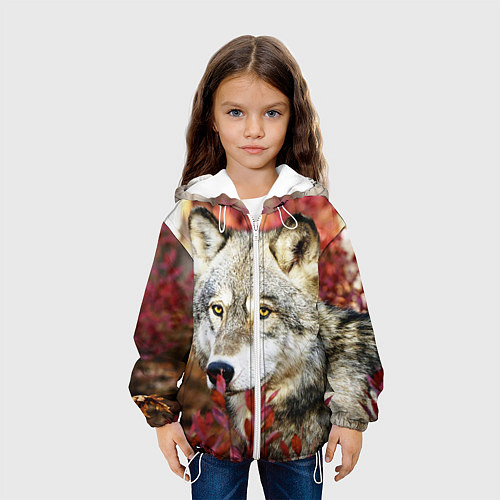 Детская куртка Волк в кустах / 3D-Белый – фото 3