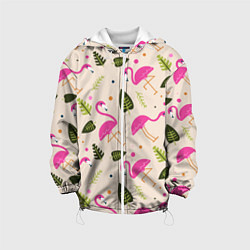 Куртка с капюшоном детская Нежный фламинго, цвет: 3D-белый