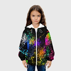 Куртка с капюшоном детская Брызги красок, цвет: 3D-белый — фото 2