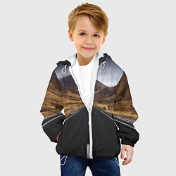 Куртка с капюшоном детская Пейзаж горная трасса, цвет: 3D-белый — фото 2