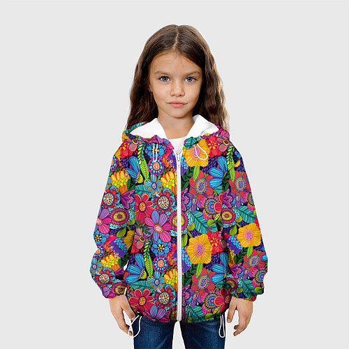 Детская куртка Яркие цветы / 3D-Белый – фото 3
