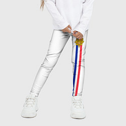 Леггинсы для девочки Франция: лента с гербом, цвет: 3D-принт — фото 2