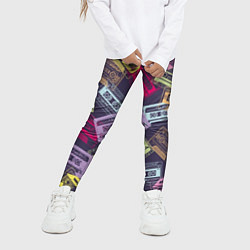 Леггинсы для девочки Разноцветные ретро кассеты, цвет: 3D-принт — фото 2