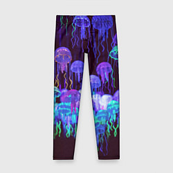 Леггинсы для девочки Неоновые медузы, цвет: 3D-принт